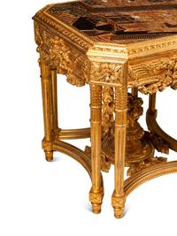 A Pair of Continental Giltwood and Chinese Lacquer Side Tables