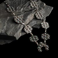 Navajo Silver and Petit Point Turquoise Squash Blossom Necklace