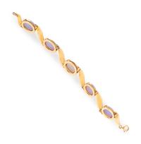 LAVENDER JADE AND YELLOW GOLD EARRINGS AND BRACELET