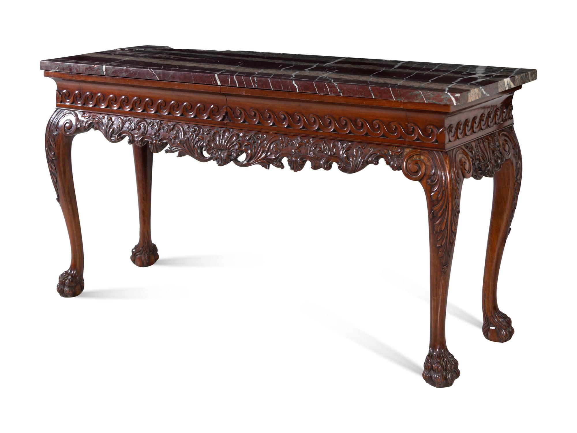 A George II Style Carved Mahogany Console Table