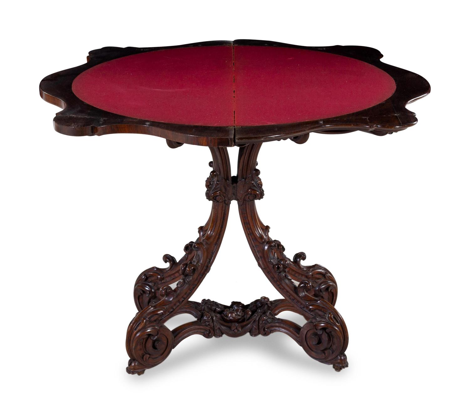 A French Rococo Revival Rosewood Flip-Top Table