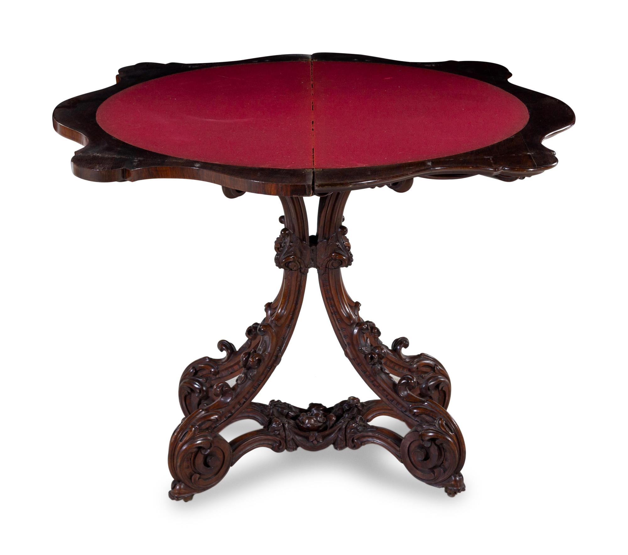 A French Rococo Revival Rosewood Flip-Top Table