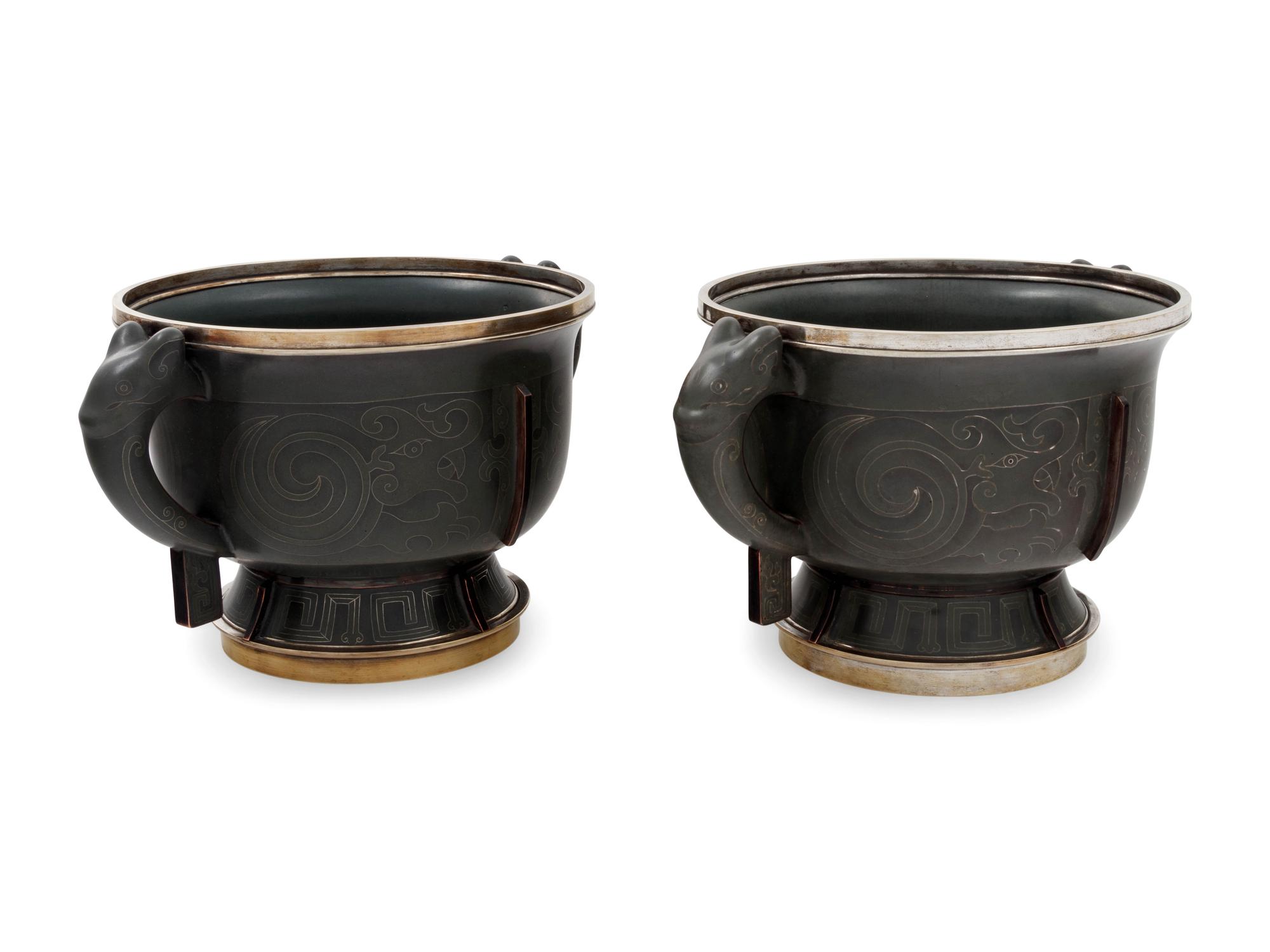 A Pair of Japanese Cloisonné Enamel Vessels