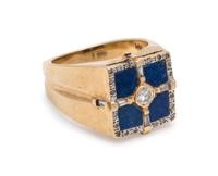 DIAMOND AND LAPIS LAZULI RING