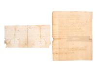 [COLONIAL AMERICA]. A group of 2 documents signed by prominent colonial figures.