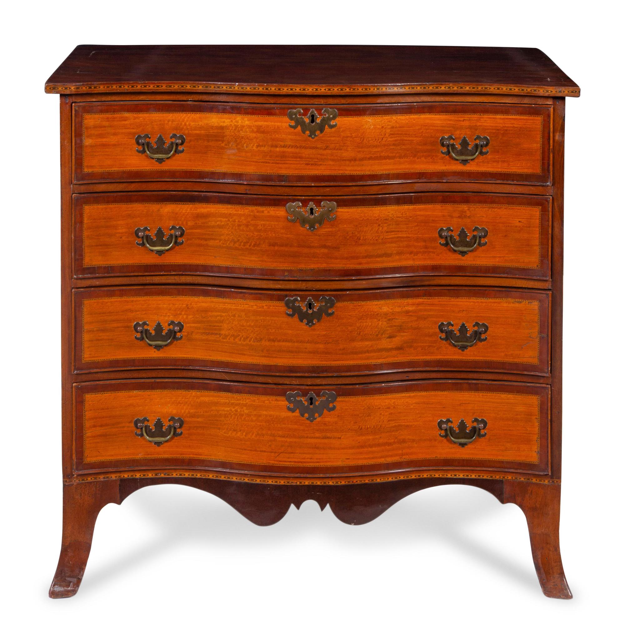 A Federal Satinwood and Mahogany Chest of Drawers