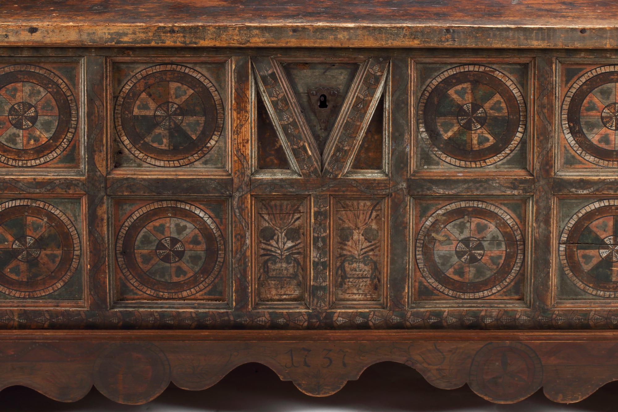 A Continental Polychrome Decorated Cassone