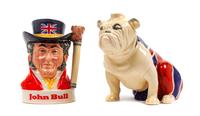 Two Royal Doulton Bulldog Figures Height of taller 5 3/4 inches.