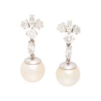 DIAMOND AND CULTURED SOUTH SEA PEARL EARCLIPS