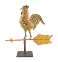 A Gilt and Red Painted Molded Copper Rooster Weathervane