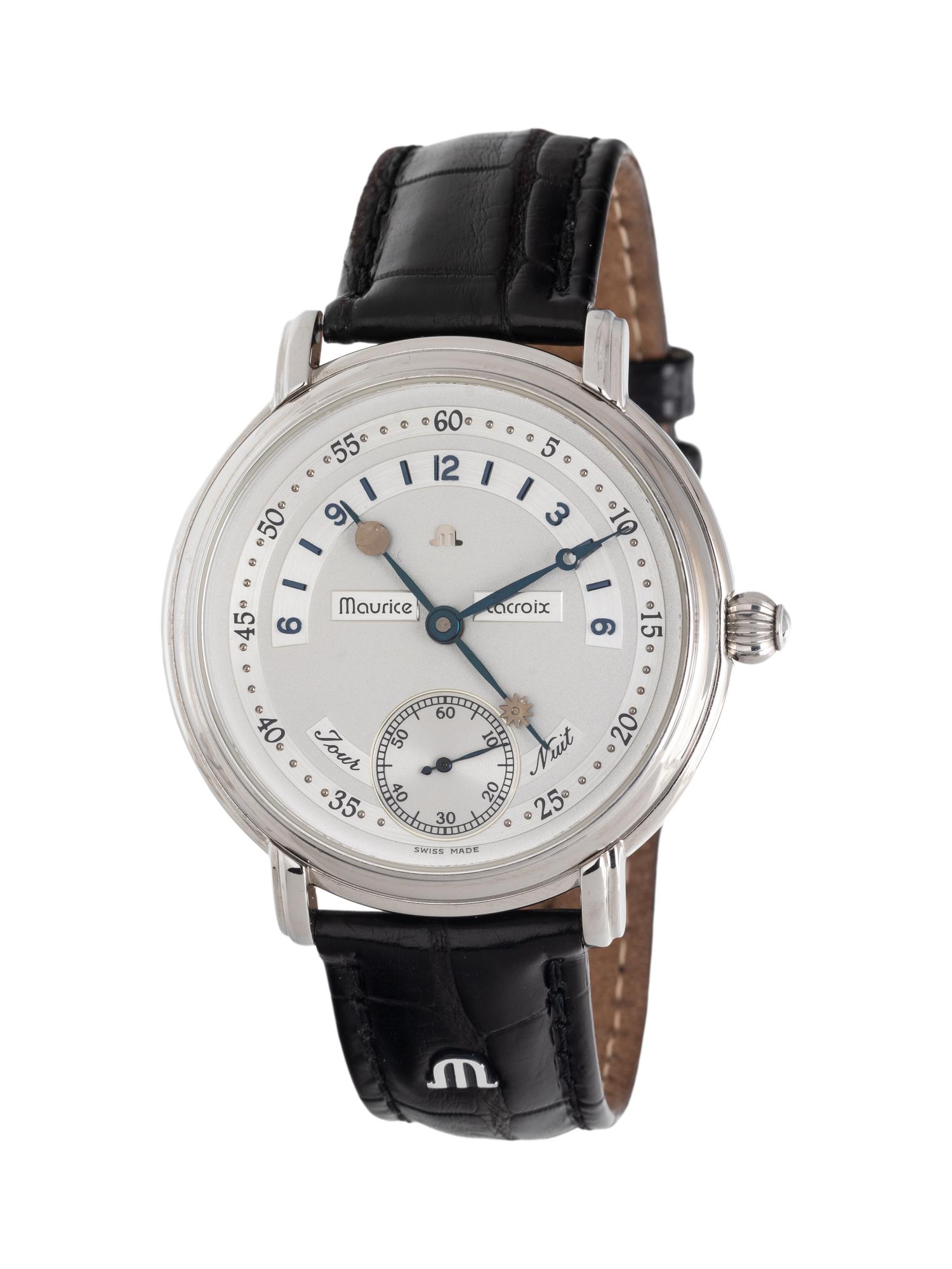 MAURICE LACROIX, REF. 07769 STAINLESS STEEL 'MASTERPIECE JOUR ET NUIT' WATCH