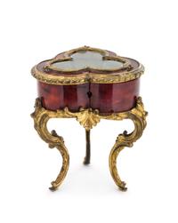 A Louis XV Style Gilt Bronze Mounted Tortoiseshell Diminutive Table Vitrine Height 6 1/4 inches. — LATE 19TH CENTURY