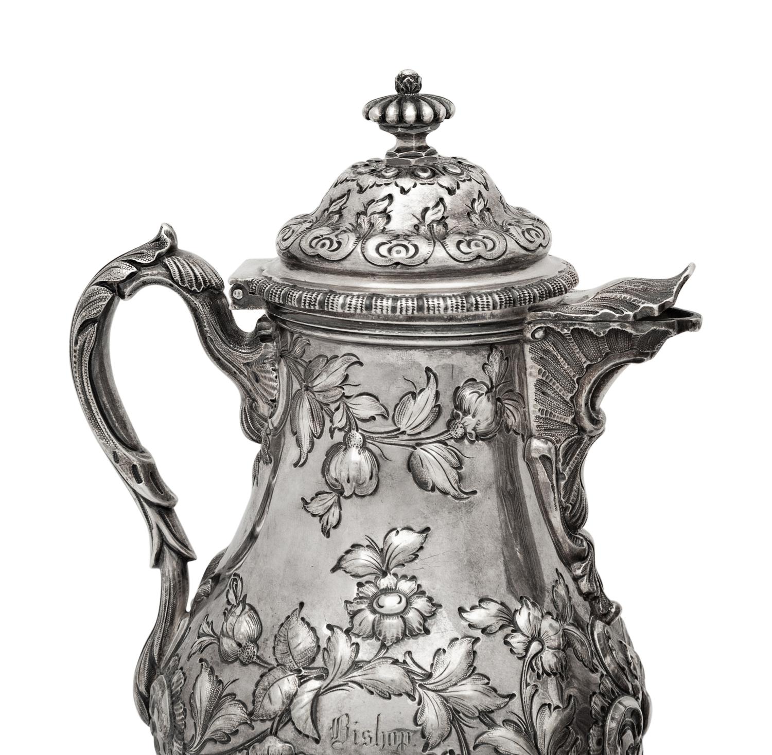 A Grosjean and Woodward for Tiffany and Co. Coin Silver Three-Piece Coffee Service
