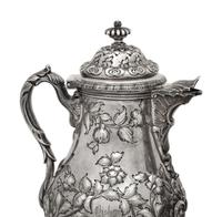 A Grosjean and Woodward for Tiffany and Co. Coin Silver Three-Piece Coffee Service