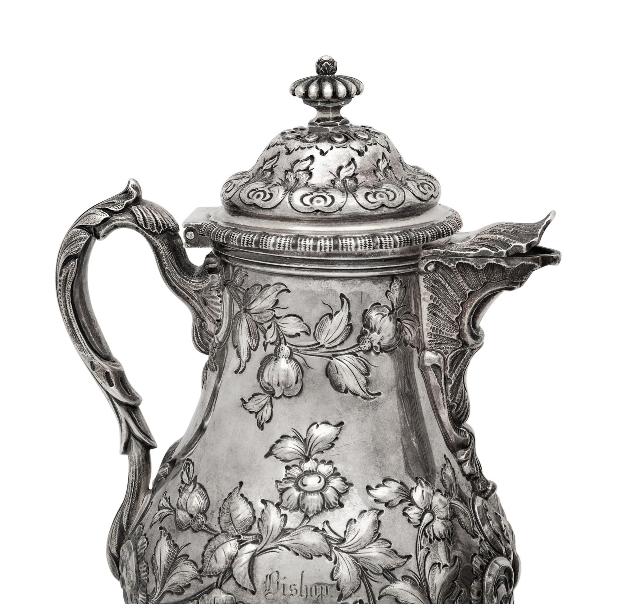 A Grosjean and Woodward for Tiffany and Co. Coin Silver Three-Piece Coffee Service