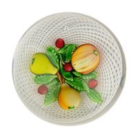 A Saint Louis Fruit Over Latticino Basket Glass Paperweight