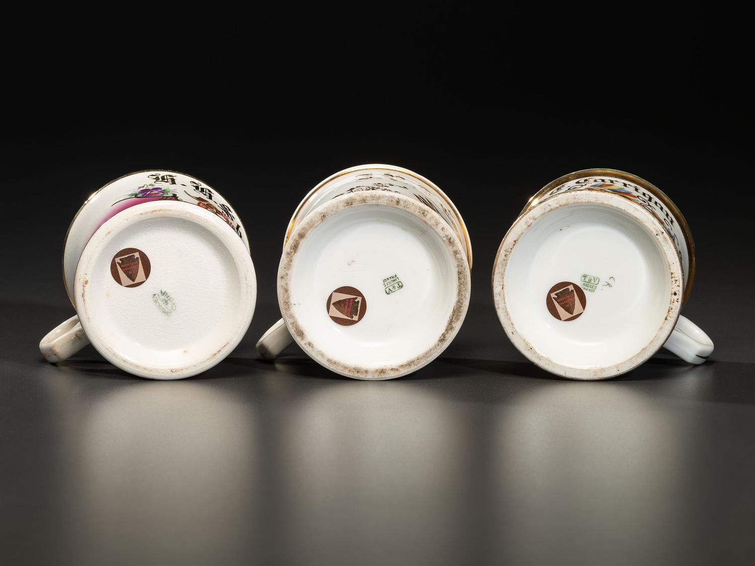 Three Fraternal Porcelain Shaving Mugs