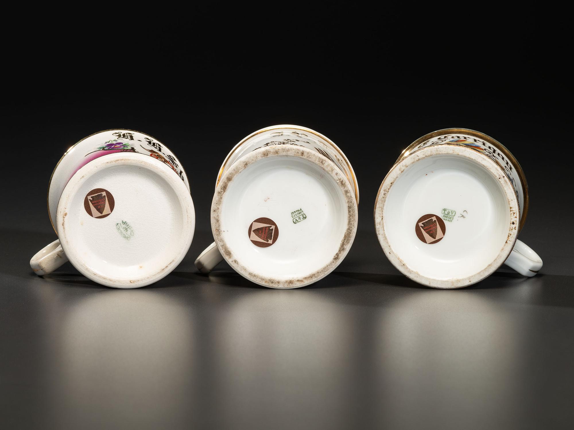 Three Fraternal Porcelain Shaving Mugs