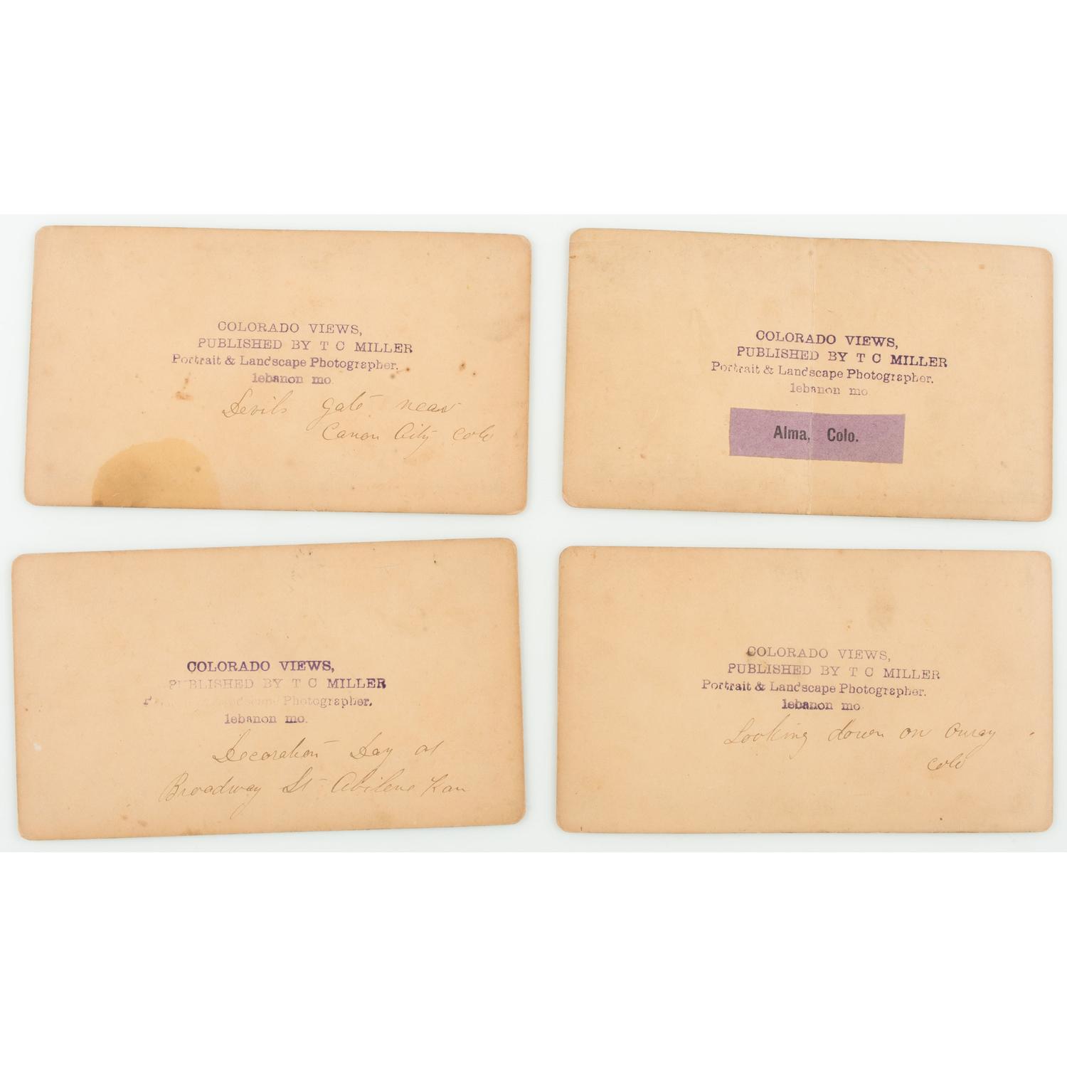 Colorado Stereoviews by T.C. Miller, Large Collection of Landscape and Town Views