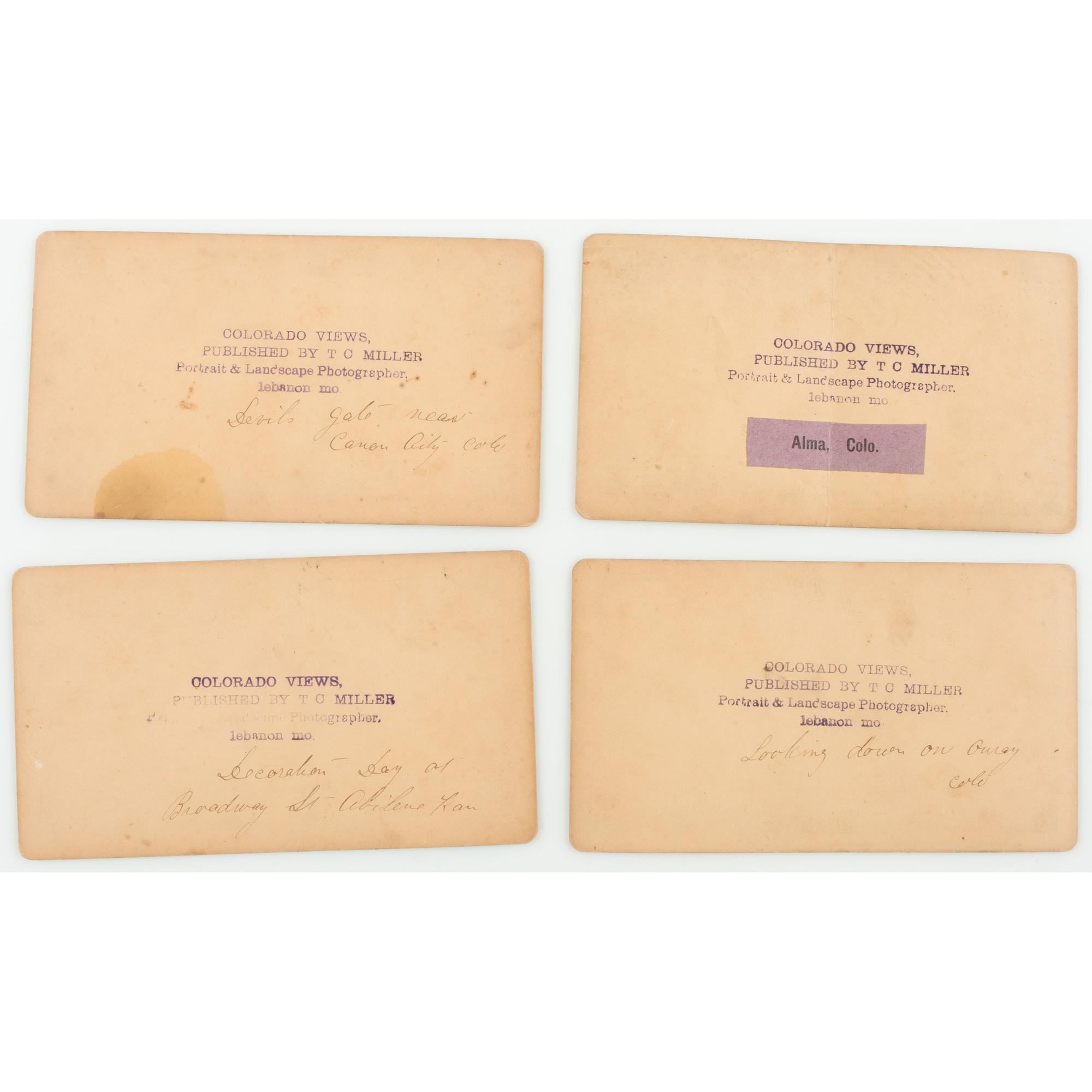 Colorado Stereoviews by T.C. Miller, Large Collection of Landscape and Town Views