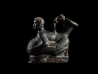 A Campanian Black-Glazed Askos in the Form of a Pygmy and Crane