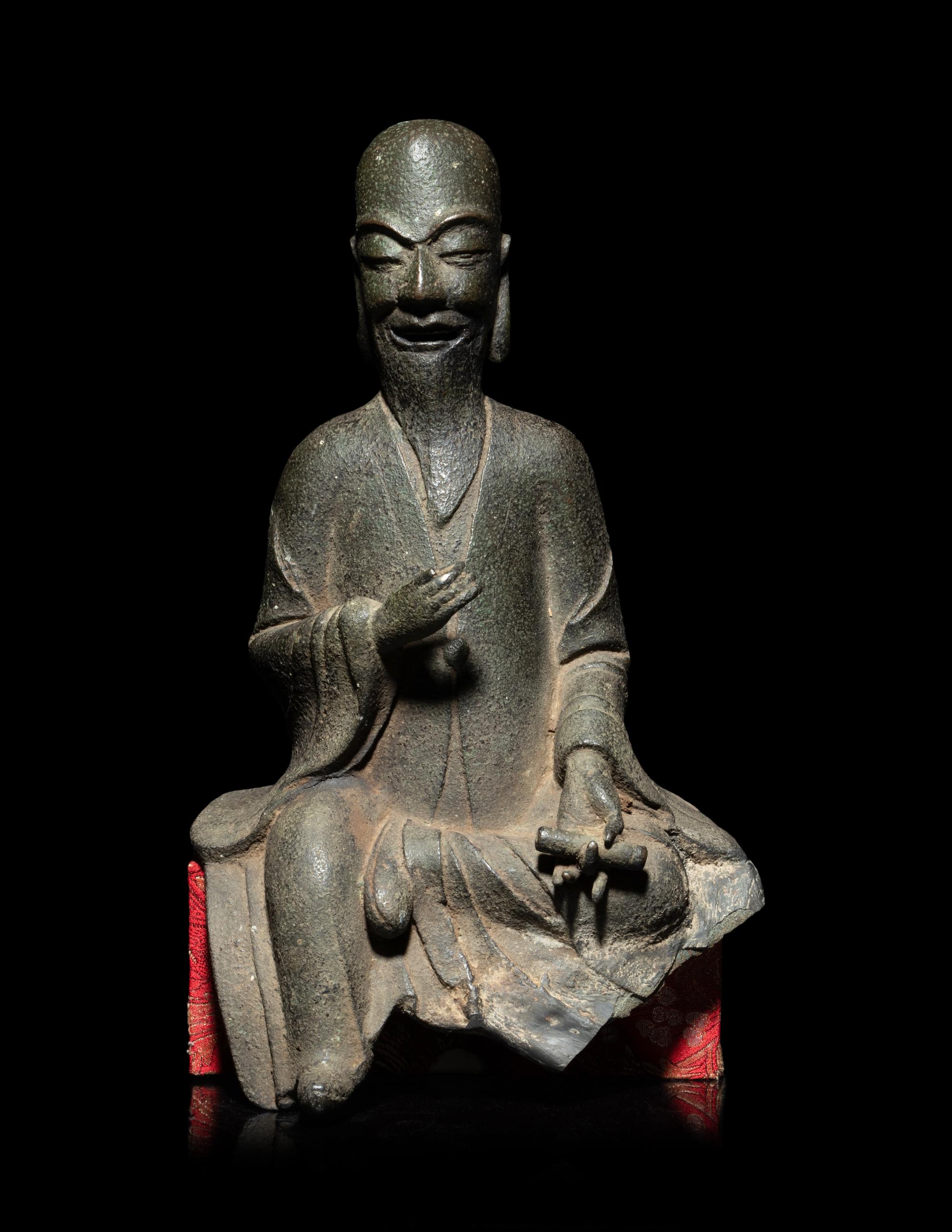 A Chinese Cast Iron Figure of Shoulao , Immortal of Longevity