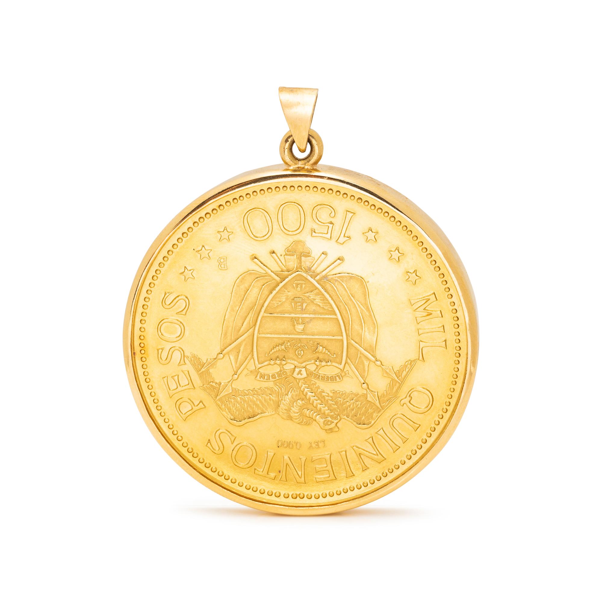 YELLOW GOLD COLOMBIAN COIN PENDANT