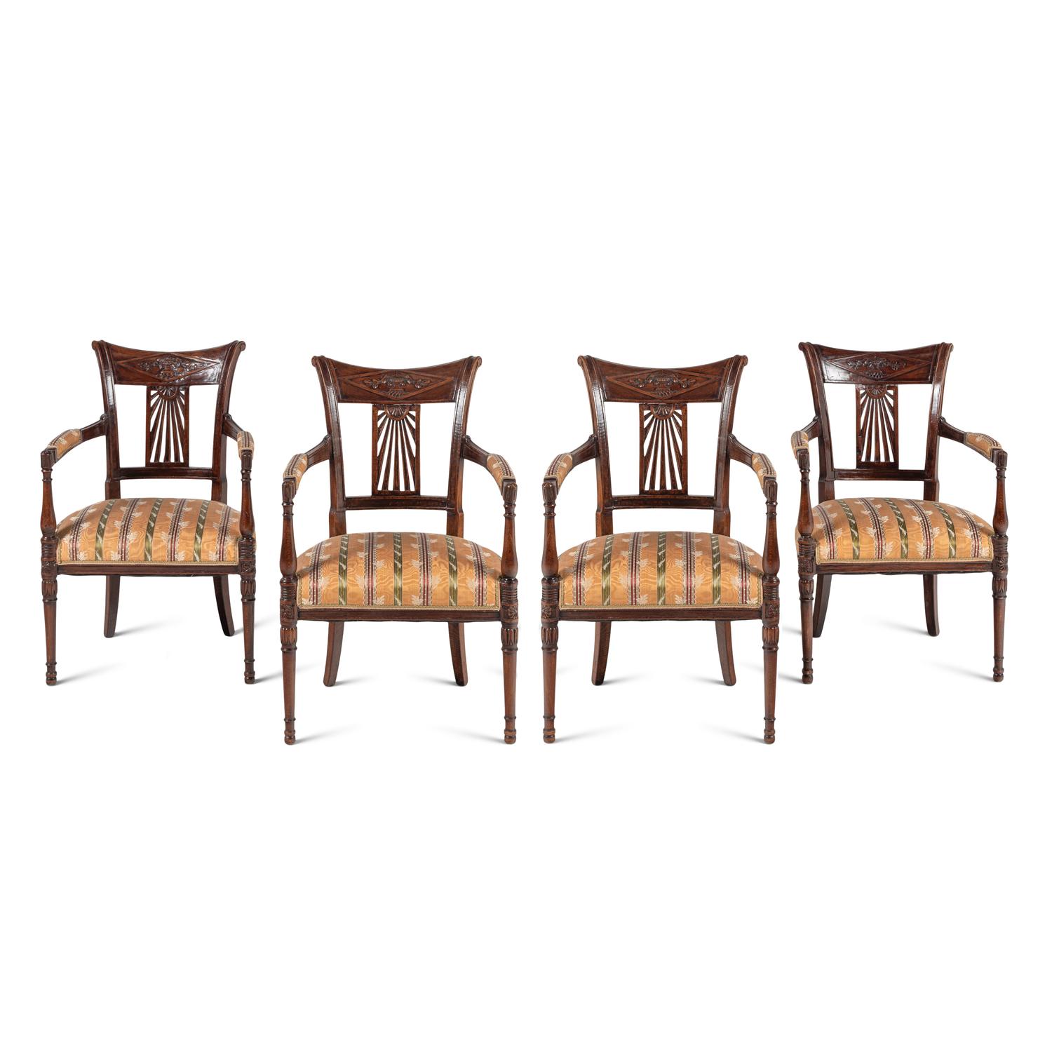 A Set of Four Directoire Oak Fauteuils