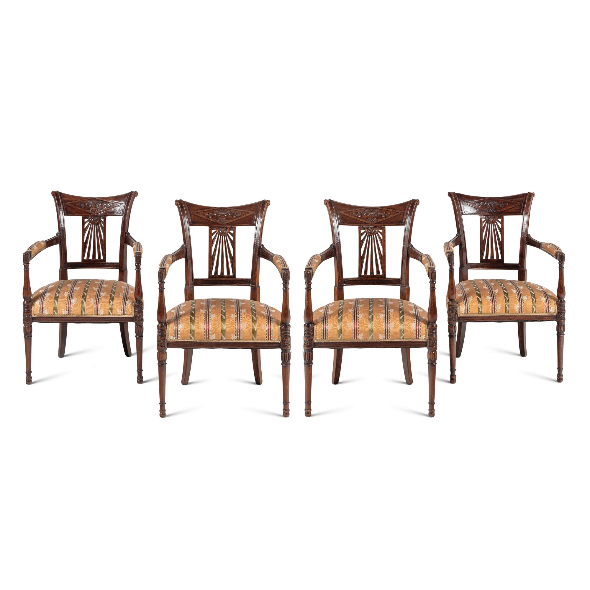 A Set of Four Directoire Oak Fauteuils