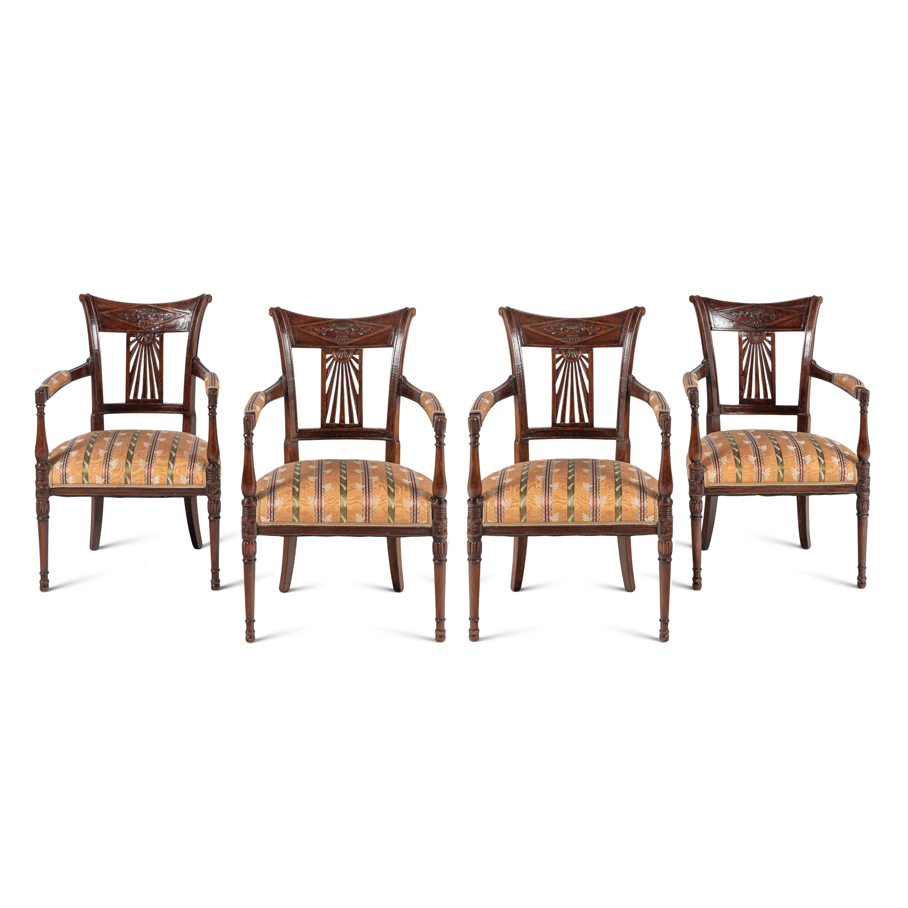 A Set of Four Directoire Oak Fauteuils