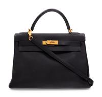 Hermès Black Leather 32cm Kelly Bag