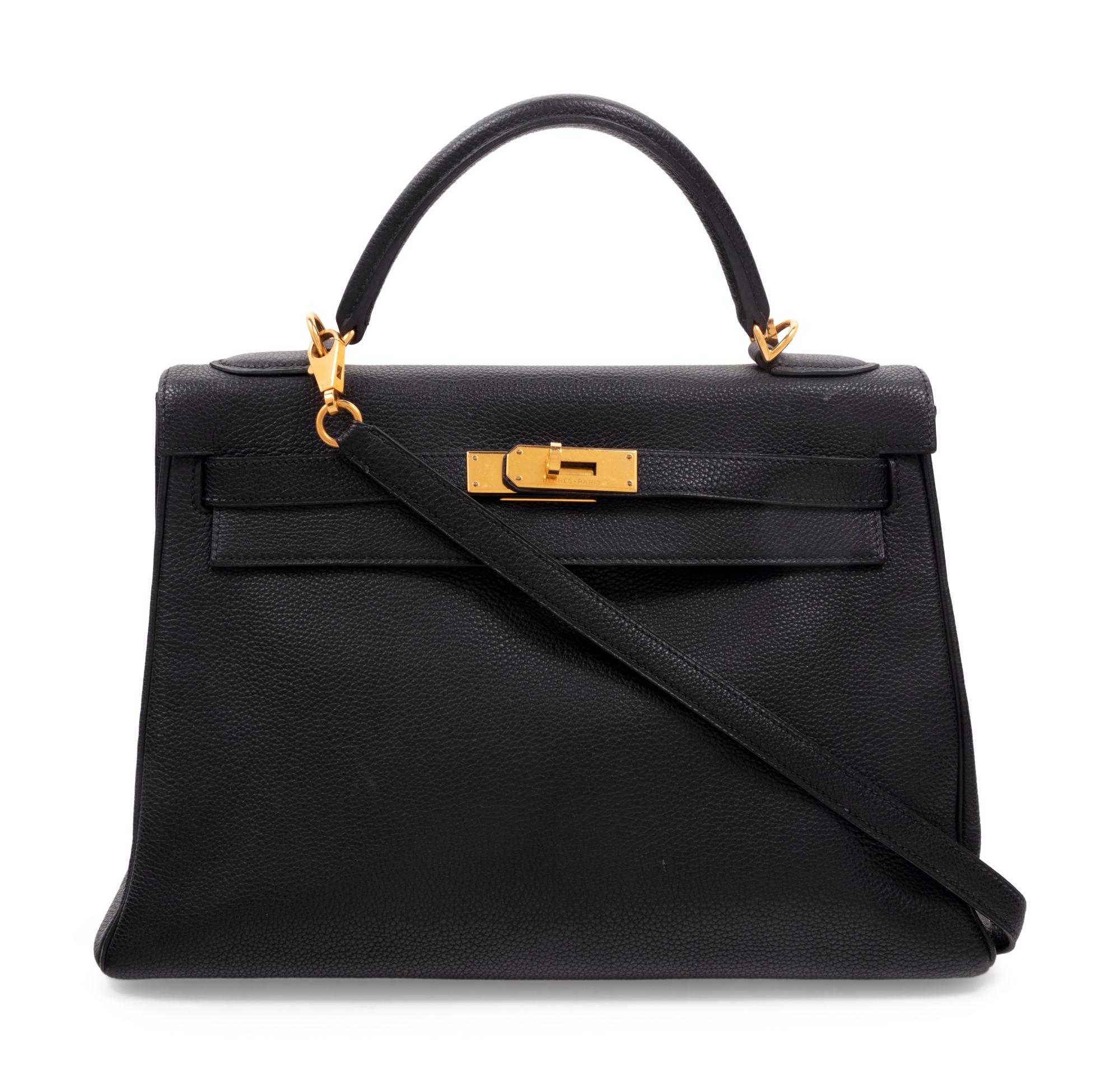 Hermès Black Leather 32cm Kelly Bag