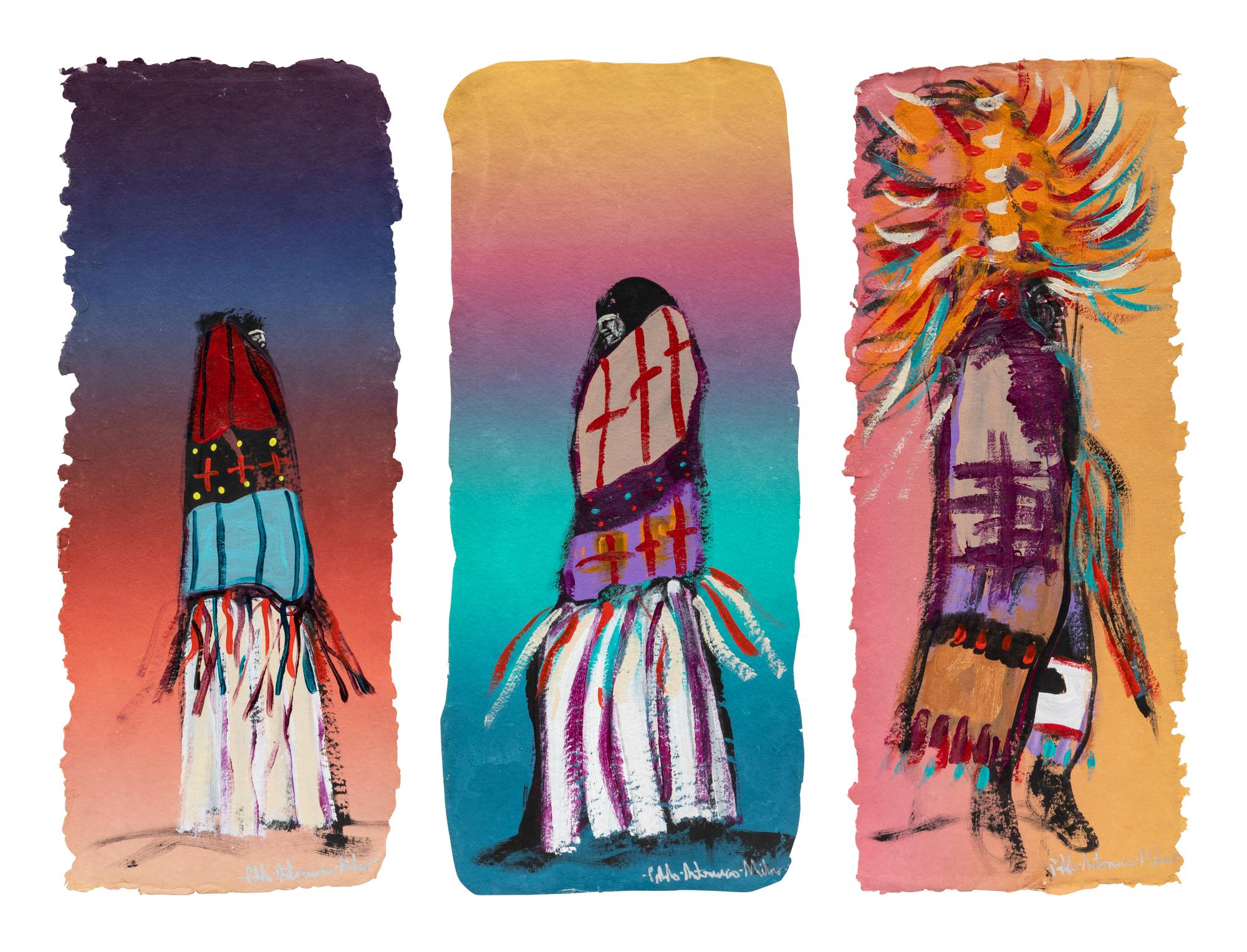 Maiden Dancer, Hopi Priest and Maiden Dancer Triptych