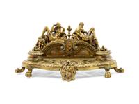 A Continental Gilt Bronze Encrier