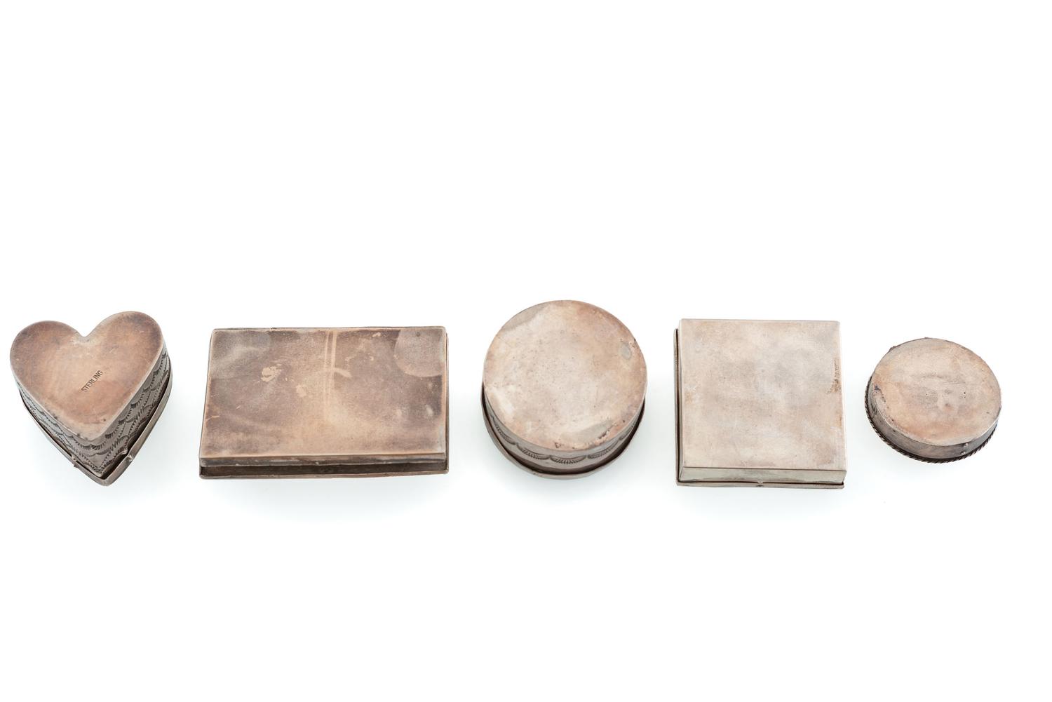 Navajo Stamped Silver Pill Boxes AND Cigarette Case