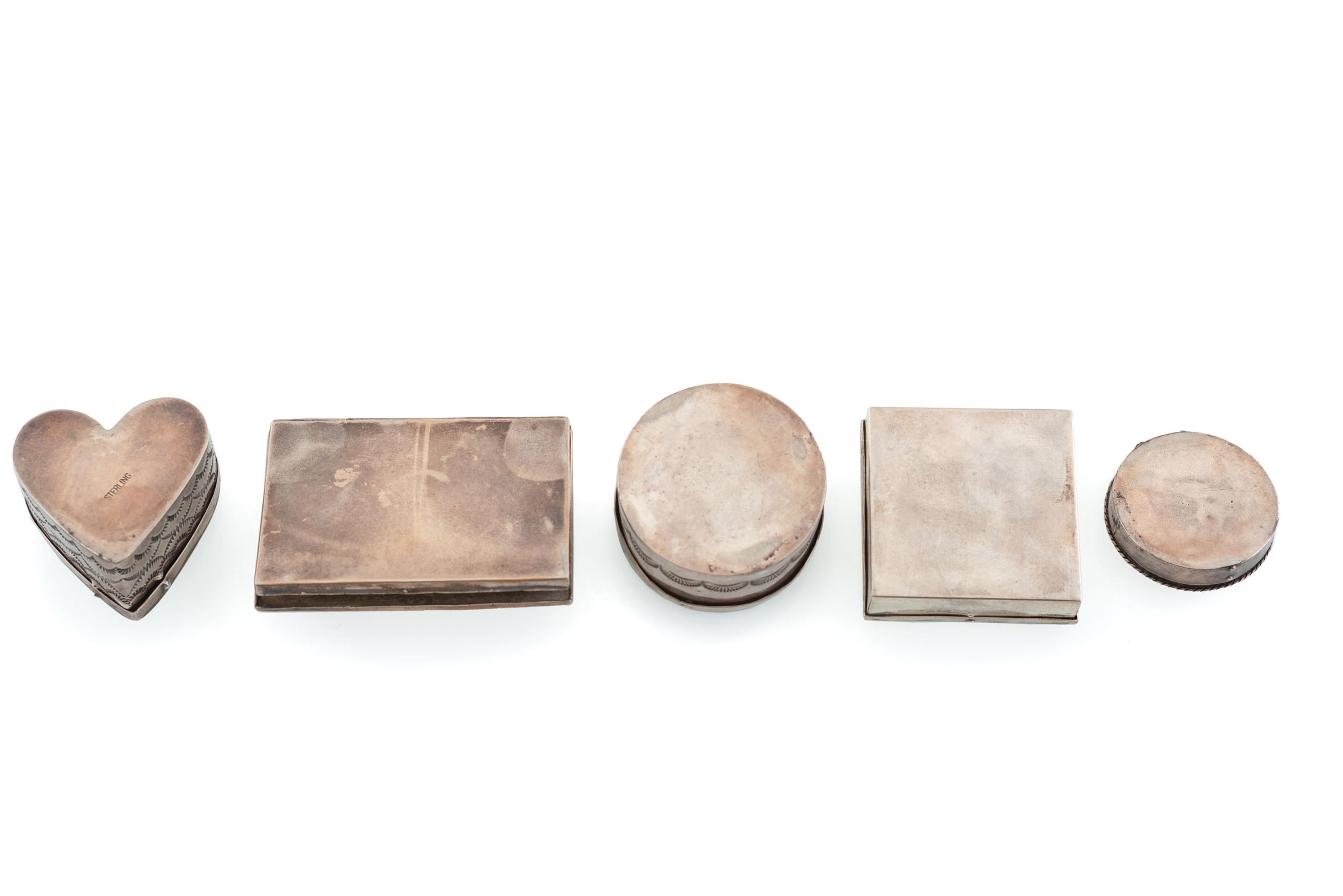 Navajo Stamped Silver Pill Boxes AND Cigarette Case