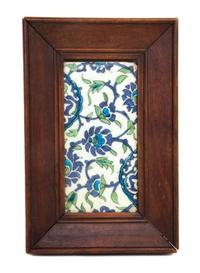 A Middle Eastern Glazed Ceramic Tile Height 4 1/4 x width 8 3/4 inches. — 18TH/19TH CENTURY