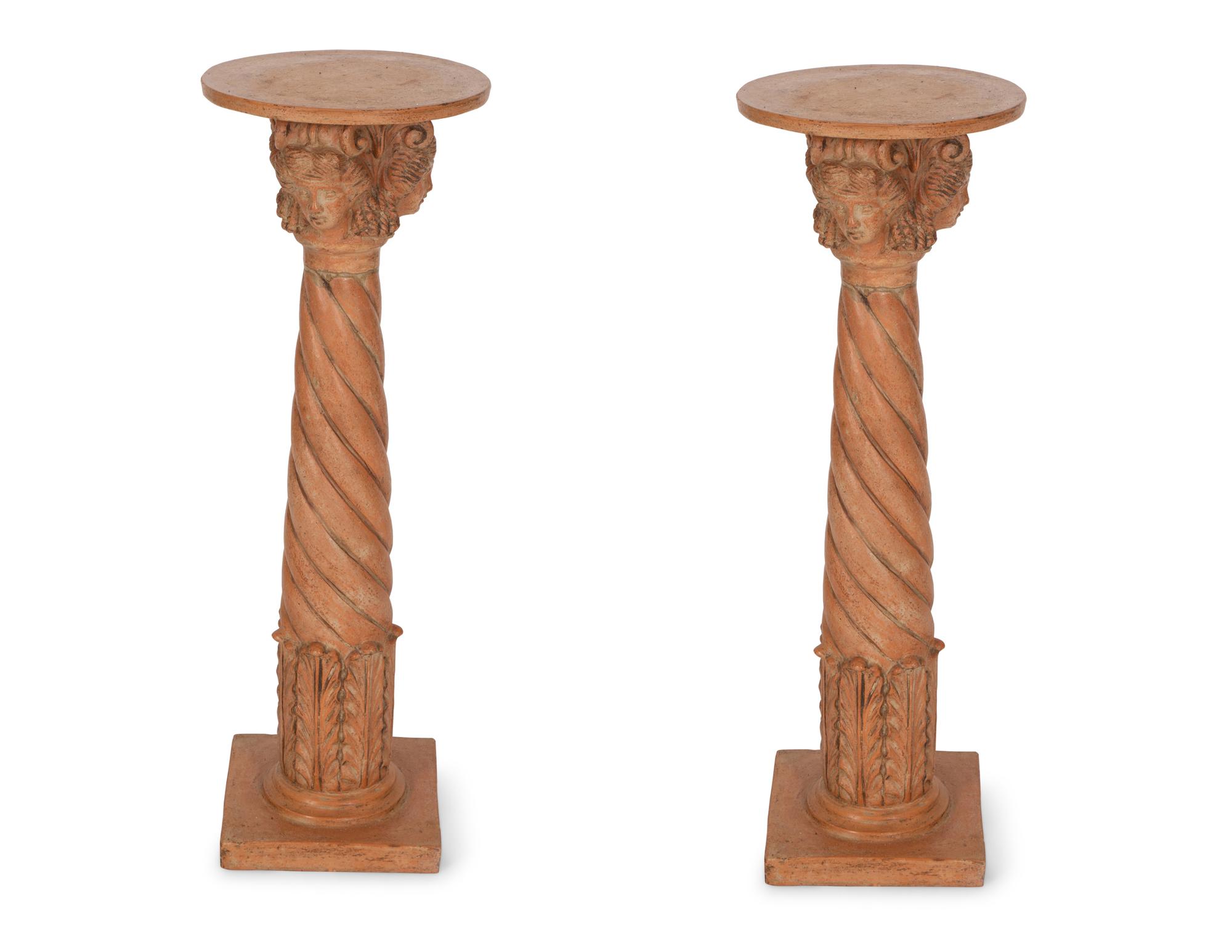 A Pair of Classical Style Terracotta Pedestals