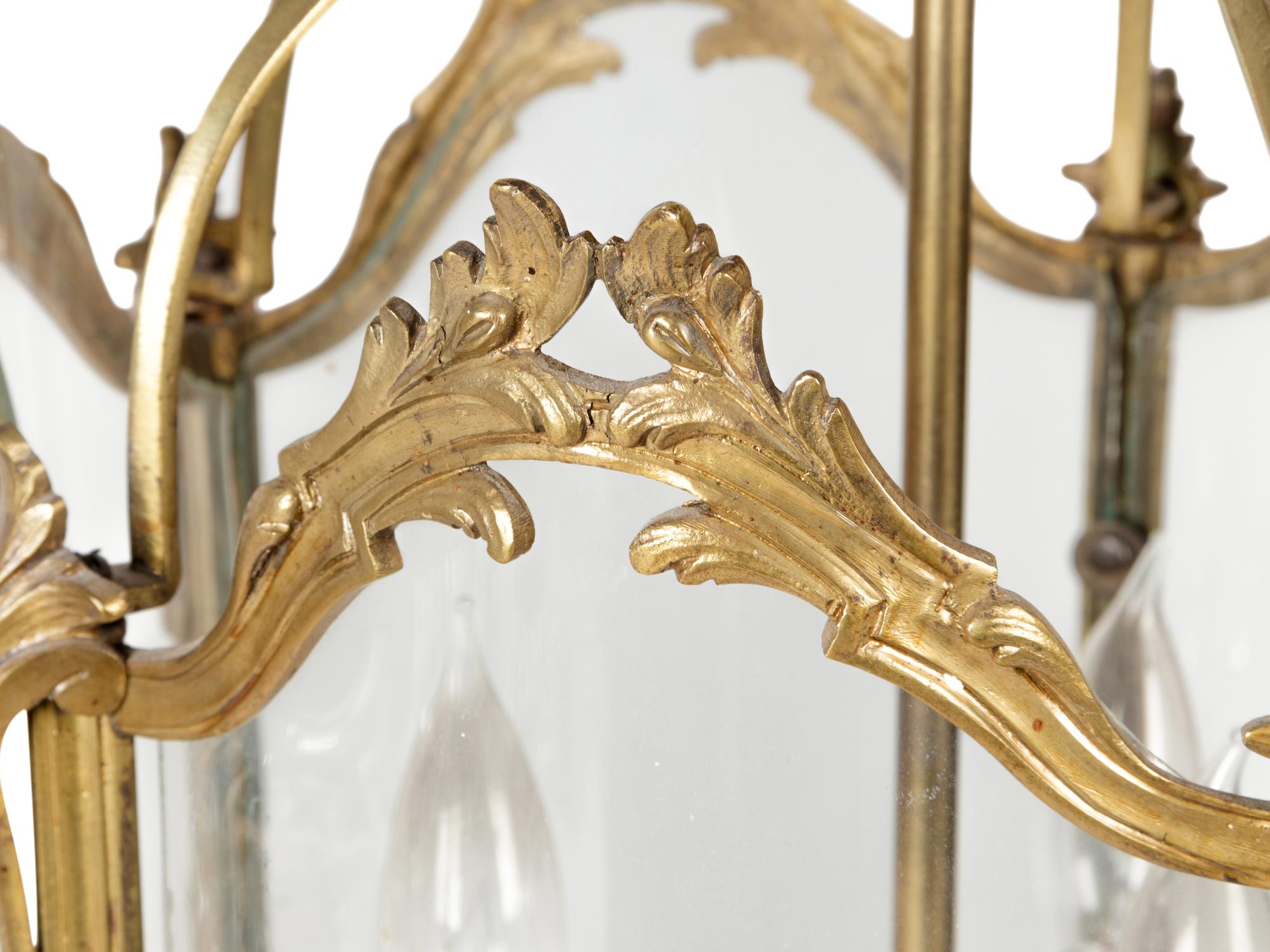 A Louis XV Style Brass Hall Lantern