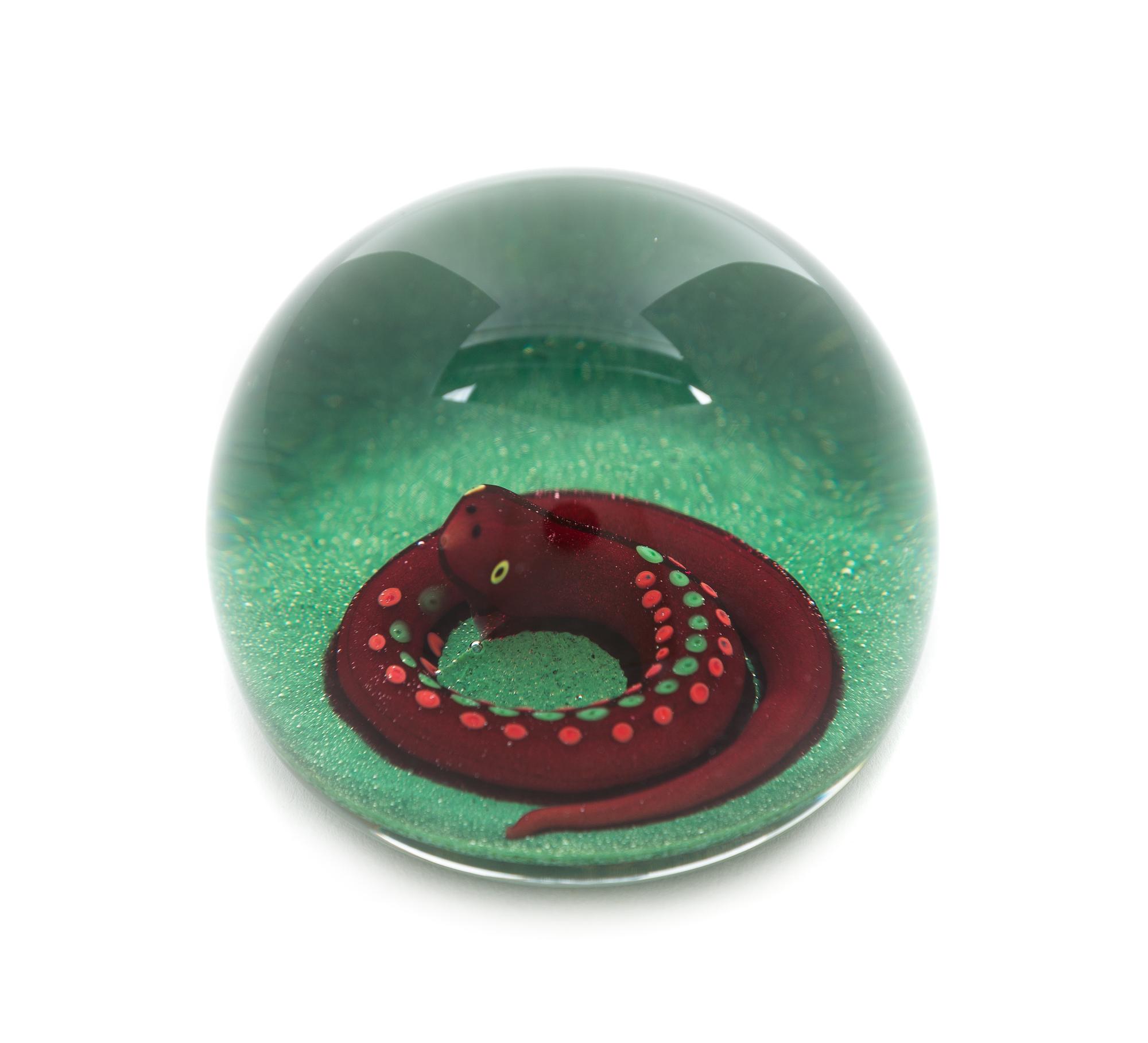 Paul Ysart, (Spanish, 1904-1991), an Aventurine Snake paperweight