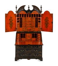 A George II Style Black and Gilt-Japanned Bureau Cabinet