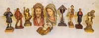 Ten Continental Carved and Polychrome Decorated Busts and Figures. Height of tallest 8 1/2 inches.