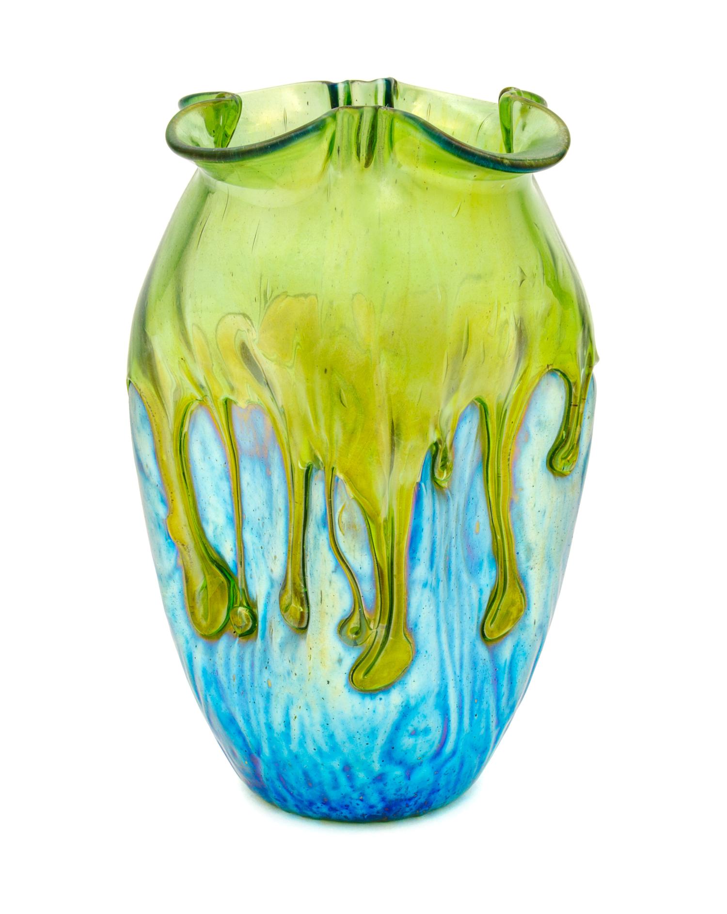 A Loetz Glass Vase Height 7 5/8 inches.