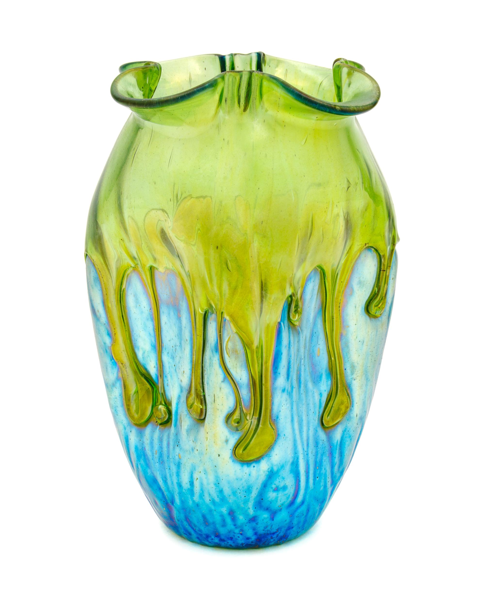 A Loetz Glass Vase Height 7 5/8 inches.