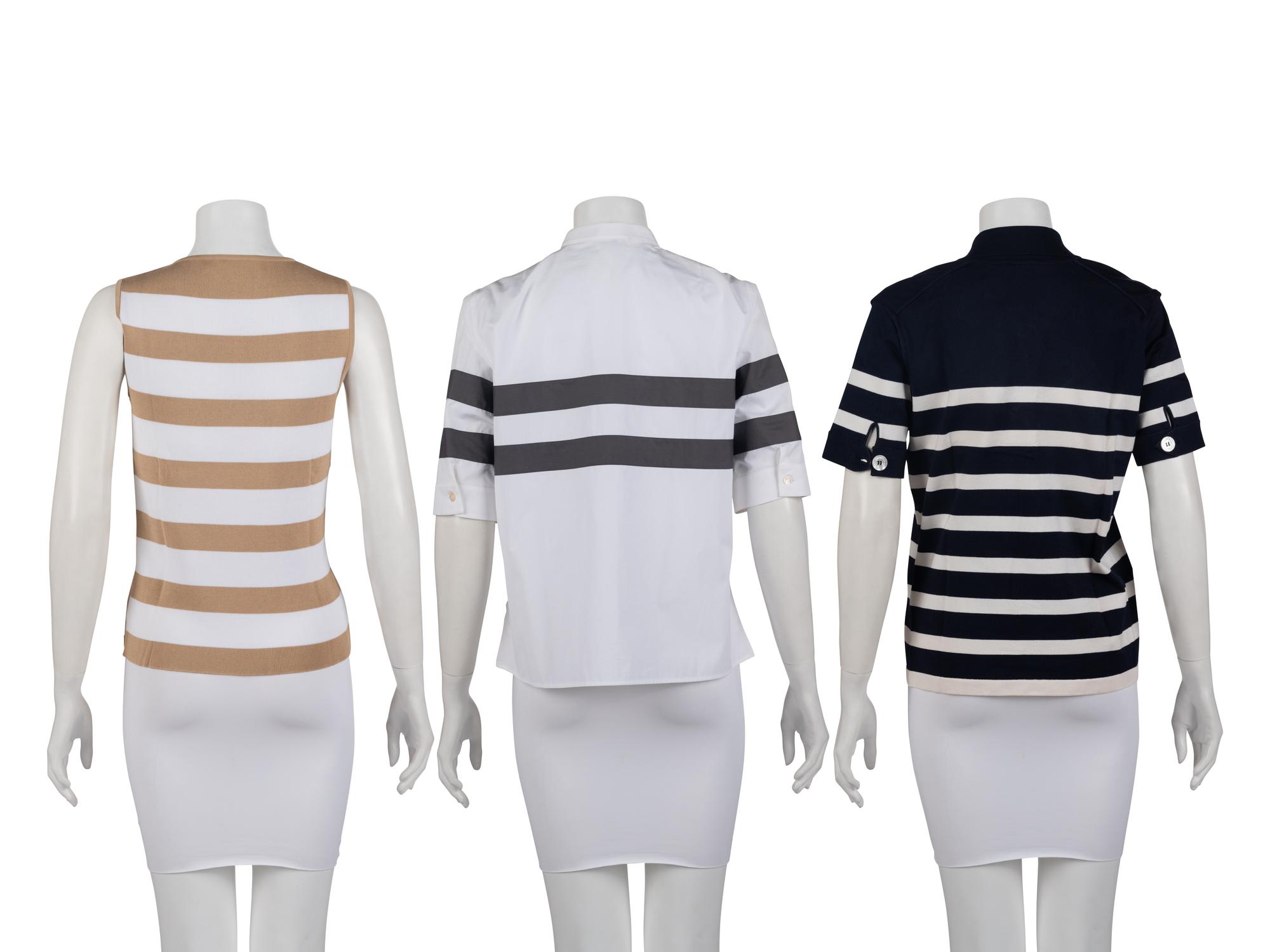 Three Striped Tops: One Chanel, One Akris, One Oscar de la Renta, Cruise 2000-Spring 2007
