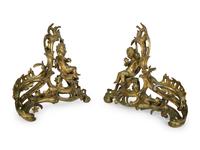 A Pair of Louis XV Style Gilt Bronze Chenets