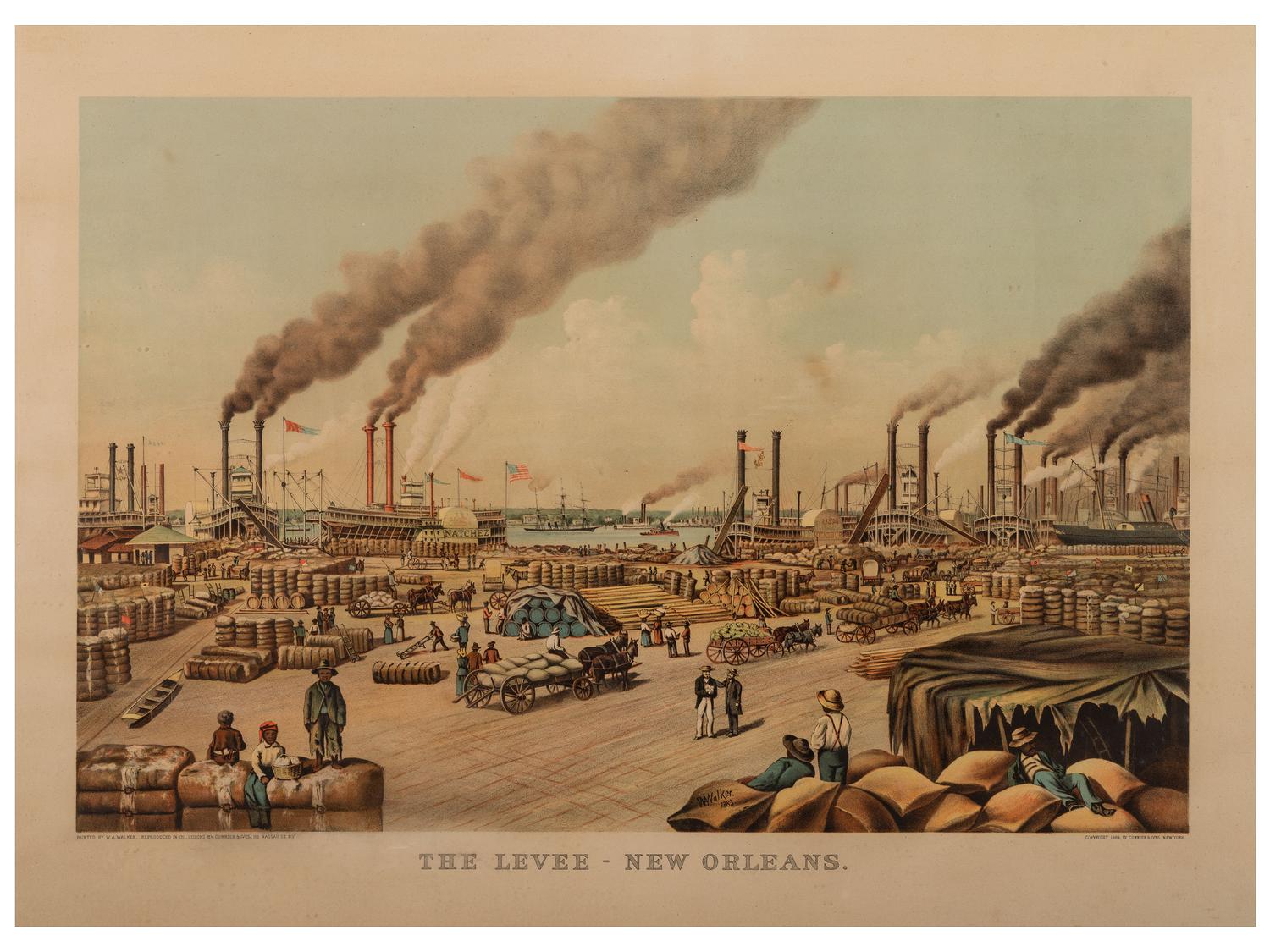 [WALKER, William Aiken (1839-1921)]. The Levee - New Orleans. New York: Currier & Ives, 1884.