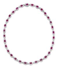 An 18 Karat White Gold, Ruby and Diamond Necklace,