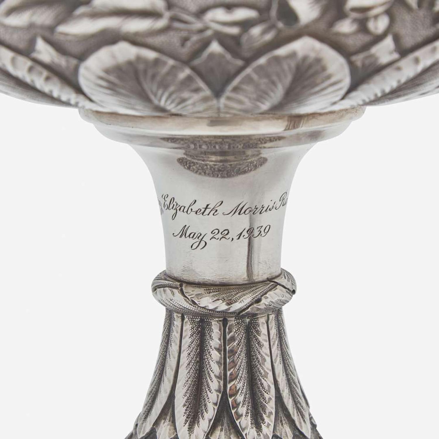 A sterling silver floral repoussé footed bowl and stand Peter L. Krider Co., Philadelphia, PA and Gorham Mfg. Co., Providence, RI, dated "1878," and 1897-1899, respectively