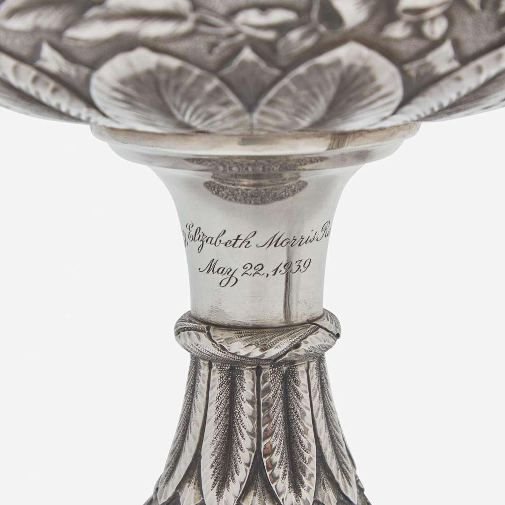A sterling silver floral repoussé footed bowl and stand Peter L. Krider Co., Philadelphia, PA and Gorham Mfg. Co., Providence, RI, dated "1878," and 1897-1899, respectively
